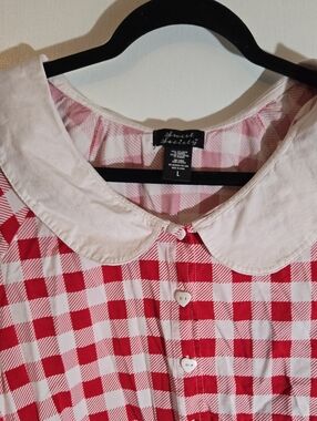 Sweet Society Red & White Gingham Peter Pan Collar Top